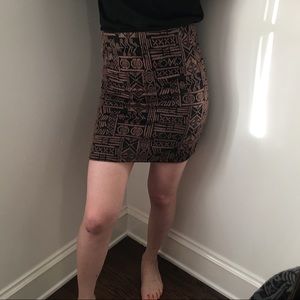 Aztec Brown Bodycon Mini/Pencil Skirt